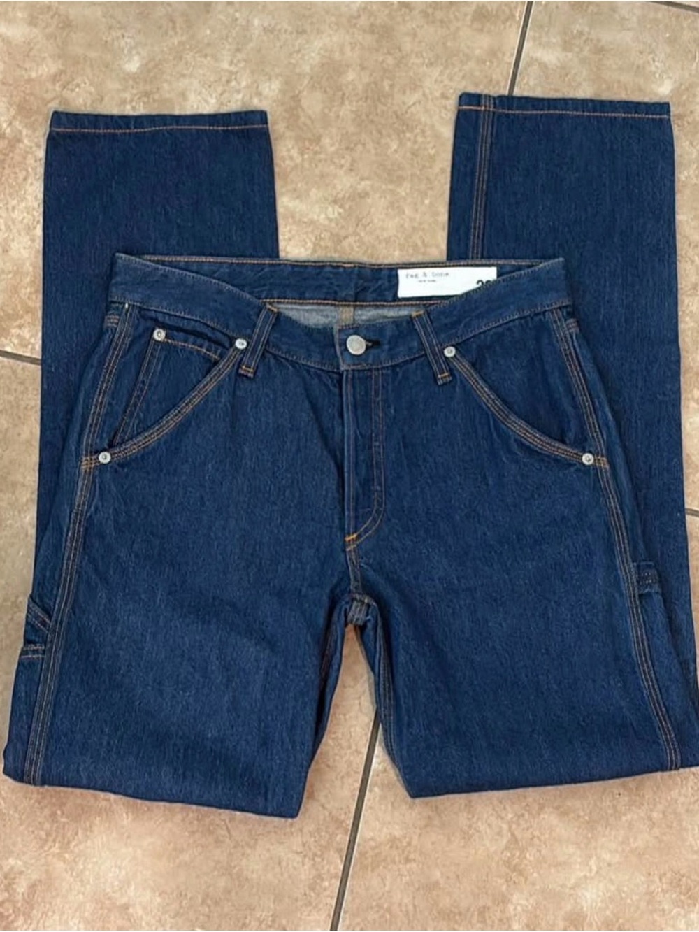 rag & bone Straight Leg Jeans in Dark Indigo Blue